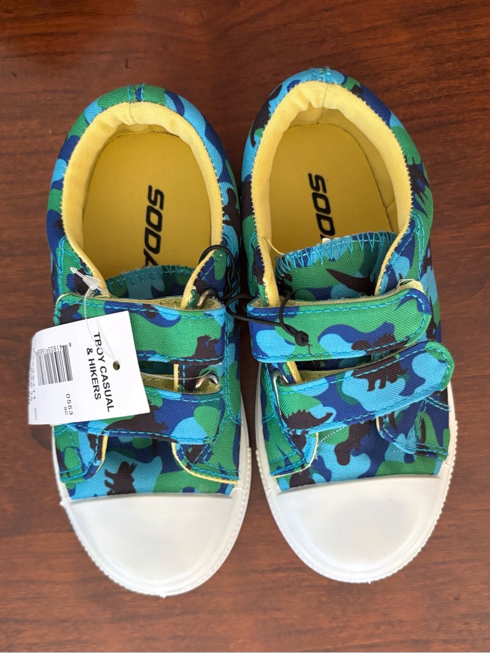 Soda Green & Blue Camo Velcro Sneakers